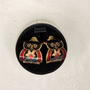 80s Cloisine Panda Earrings